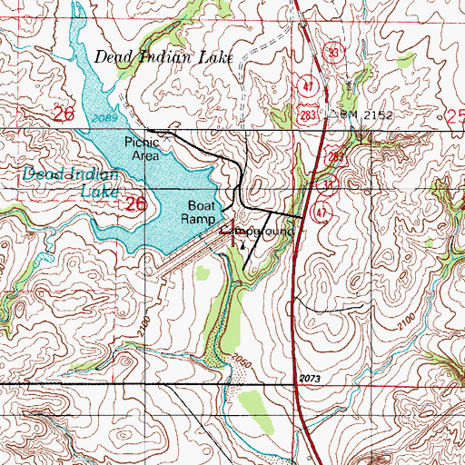 Topographic Map of Black Kettle Recreation Area, OK