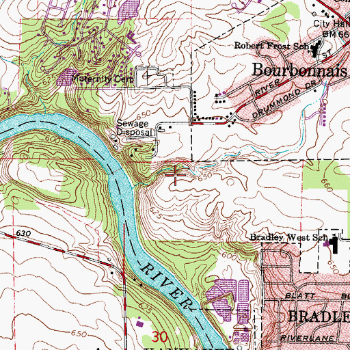 Topographic Map of Bourbonnais Geological Area Nature Preserve, IL