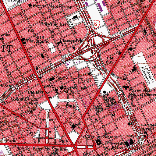 Topographic Map of Ford Field, MI