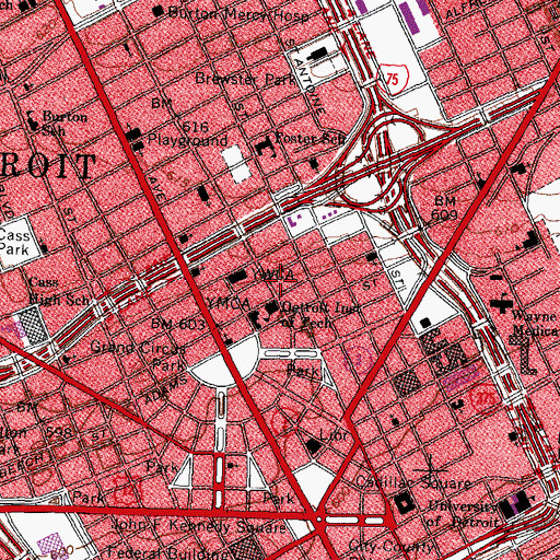 Topographic Map of Comerica Park, MI