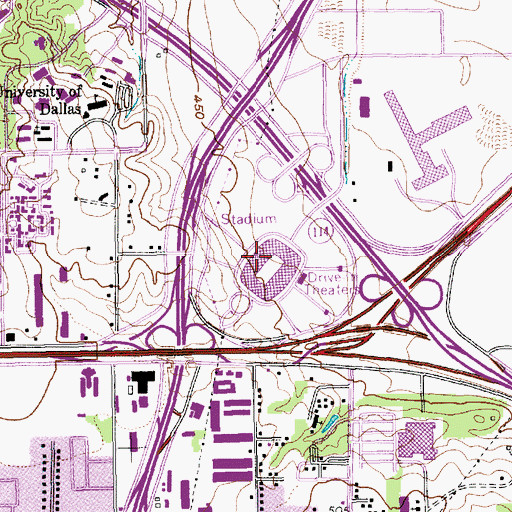 Topographic Map of Texas Stadium (historical), TX