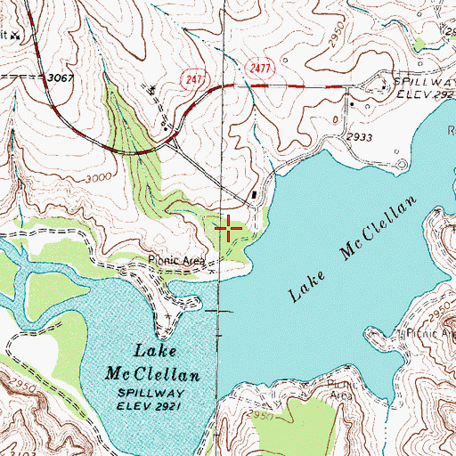 Topographic Map of McClellan Campground, TX