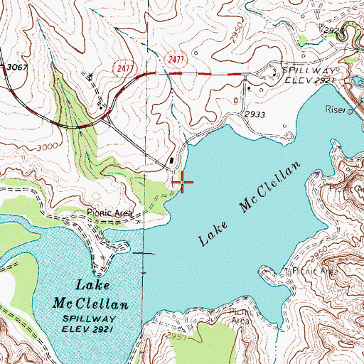 Topographic Map of McClellan Picnic Area, TX