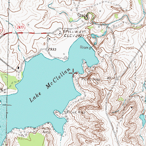 Topographic Map of East Bluff One Campground, TX