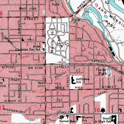 Topographic Map of Congregation Ahavath Beth Israel Synagogue, ID