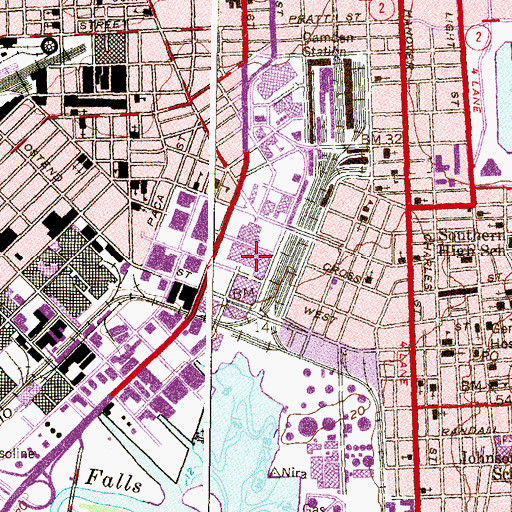 Topographic Map of M&T Bank Stadium, MD