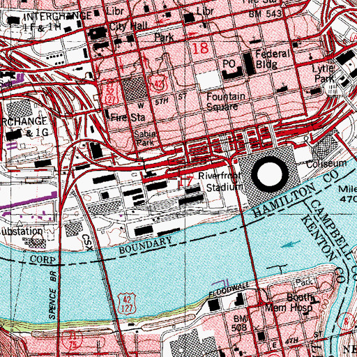 Topographic Map of Paul Brown Stadium, OH