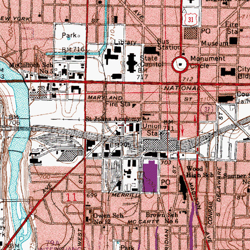 Topographic Map of RCA Dome (historical), IN