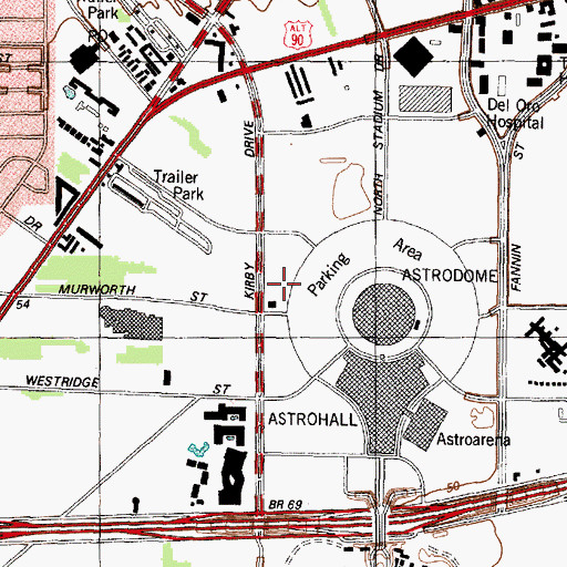 Topographic Map of Reliant Stadium, TX
