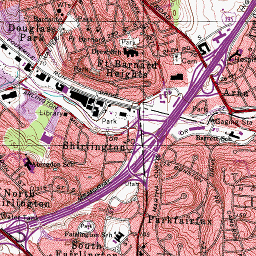 Topographic Map of Washington and Old Dominion Railroad Regional Park, VA