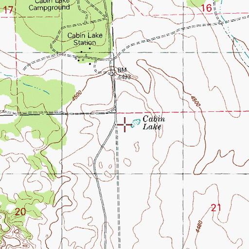 Topographic Map of Cabin Lake, OR