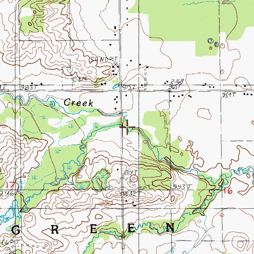 Topographic Map of Sanders Creek, MI