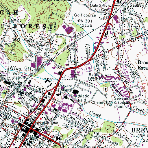 Topographic Map of Blue Ridge Community College - Transylvania, NC