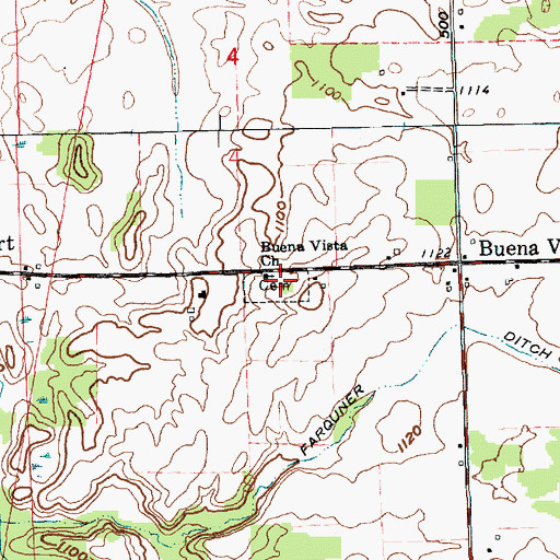 Topographic Map of Buena Vista Cemetery, IN