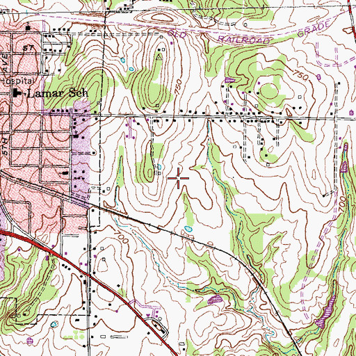 Topographic Map of Grayson County Frontier Village, TX