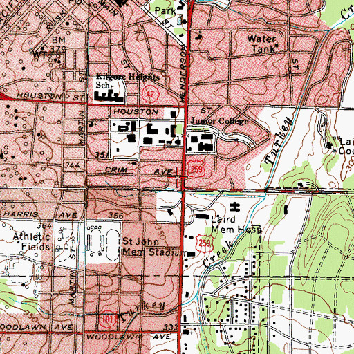 Topographic Map of East Texas Oil Museum at Kilgore College, TX