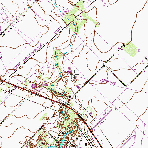 Topographic Map of The Childrens Museum in New Braunfels, TX