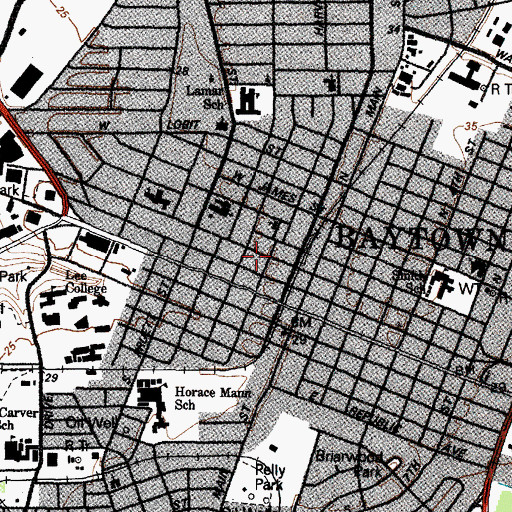 Topographic Map of Baytown Historical Museum, TX