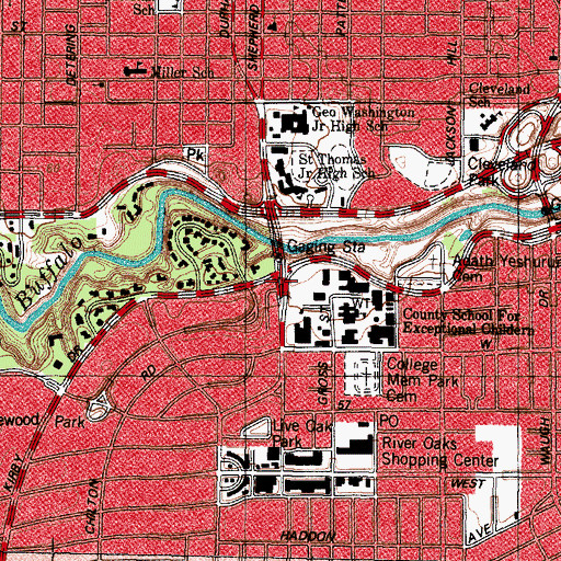 Topographic Map of The Childrens Museum of Houston, TX