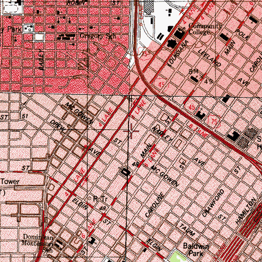 Topographic Map of Houston Fire Museum, TX