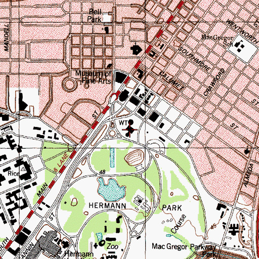 Topographic Map of Houston Museum of Natural Science, TX