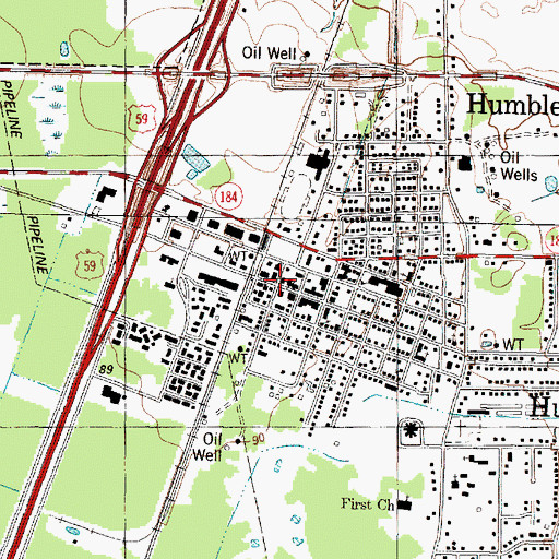 Topographic Map of Humble Museum, TX