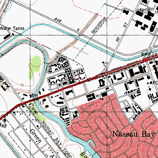 Topographic Map of Johnson Space Center Museum, TX