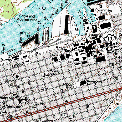 Topographic Map of Texas Seaport Museum, TX