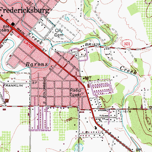 Topographic Map of Fort Martin Scott Historic Site, TX