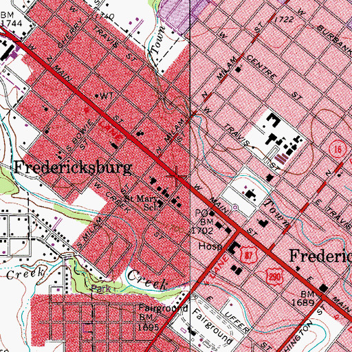 Topographic Map of Gillespie County Historical Society, TX