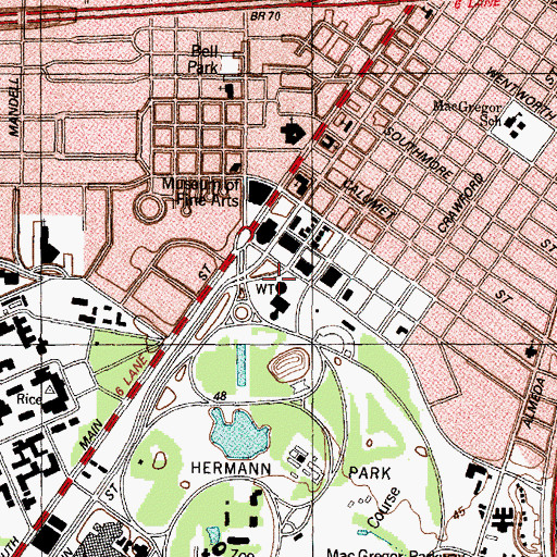 Topographic Map of Museum of Health and Medical Science, TX