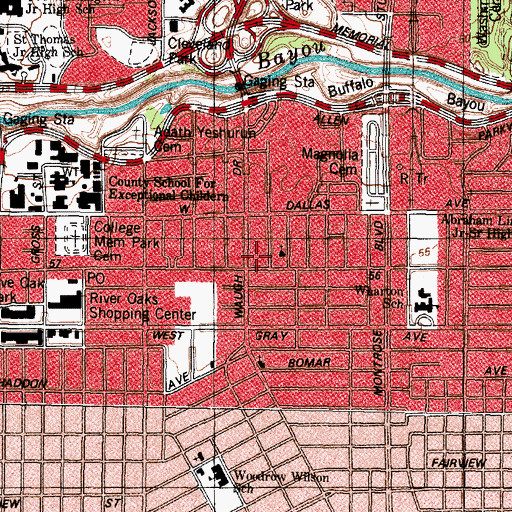 Topographic Map of Museum of Printing History, TX