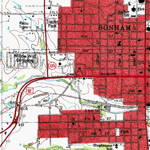 Topographic Map of Sam Rayburn Library, TX