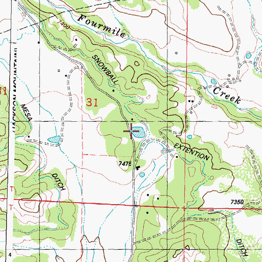 Topographic Map of Pagosa Reservoir, CO