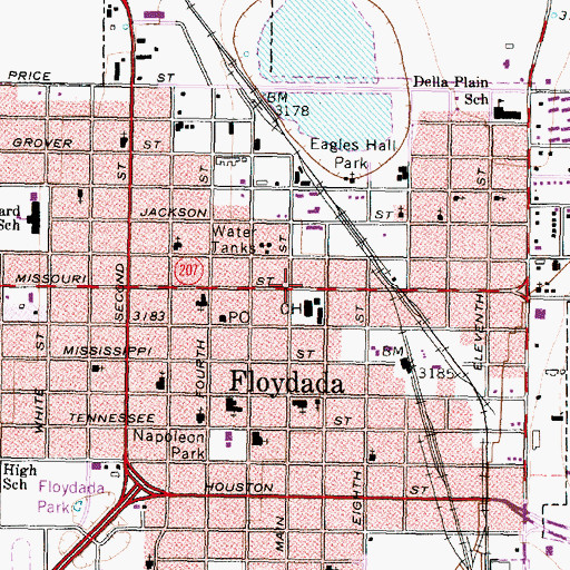 Topographic Map of Floyd County Historical Museum, TX