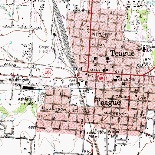 Topographic Map of Burlington-Rock Island Railroad Museum, TX