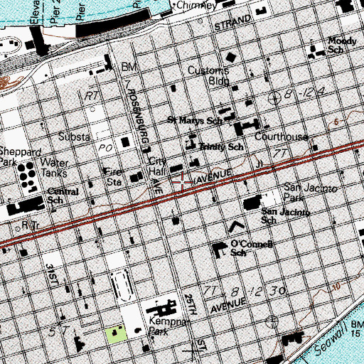 Topographic Map of Ashton Villa and Heritage Visitors Center, TX