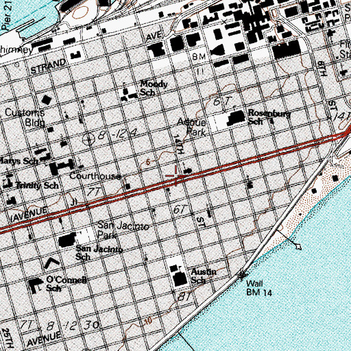 Topographic Map of The Bishops Palace, TX