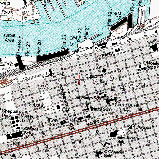 Topographic Map of Galveston County Historical Museum, TX