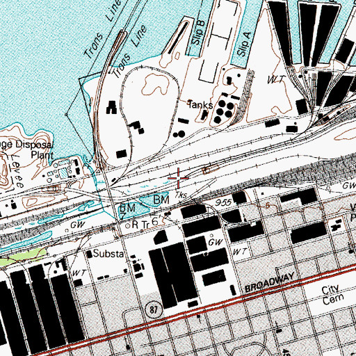 Topographic Map of Ocean Star-Offshore Energy Center, TX