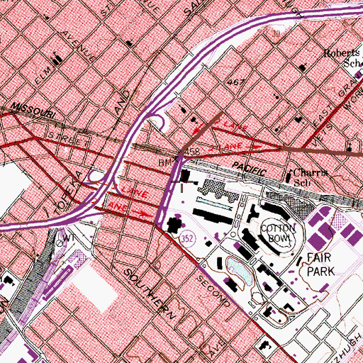 Topographic Map of The Age of Steam Railroad Museum, TX