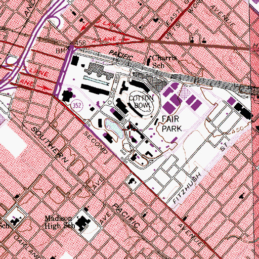 Topographic Map of Dallas Aquarium, TX