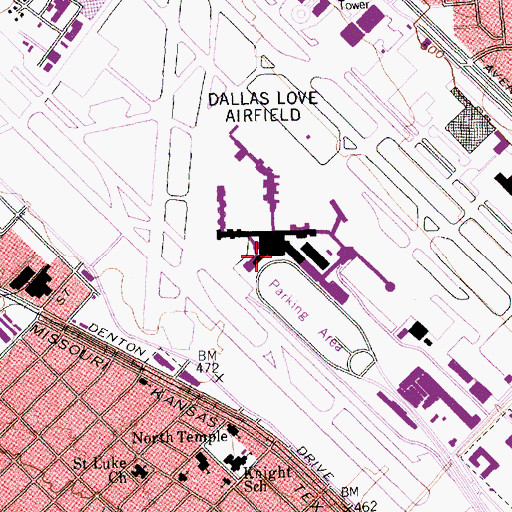 Topographic Map of Frontiers of Flight Museum, TX