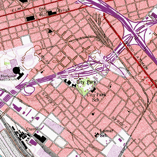 Topographic Map of Old City Park, TX