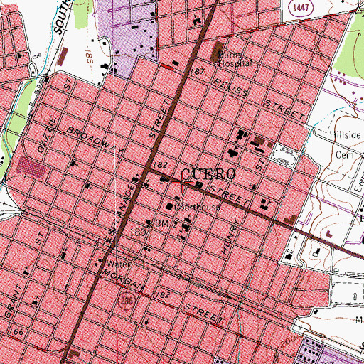 Topographic Map of DeWitt County Historical Museum, TX