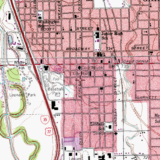 Topographic Map of Morton Museum of Cooke County, TX