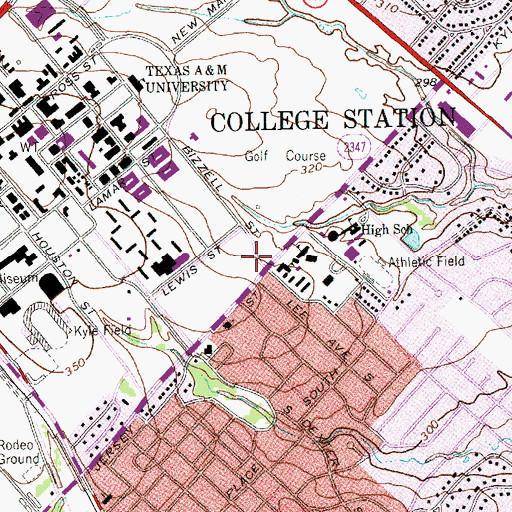 Topographic Map of George Bush Museum at College Station, TX