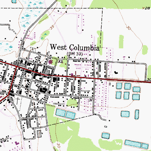 Topographic Map of Columbia Historical Museum Association, TX