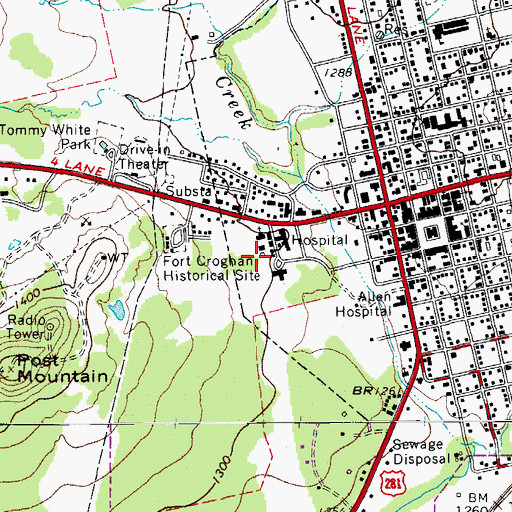 Topographic Map of Fort Croghan Museum, TX