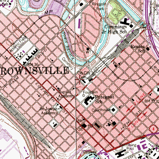 Topographic Map of Historic Brownsville Museum, TX